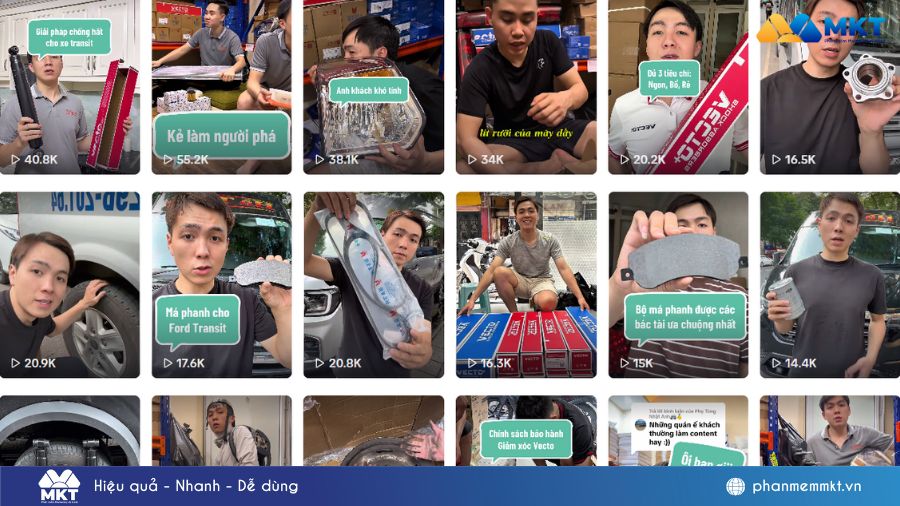 Anh Duy Khánh dùng MKT TikPro để seeding cho kênh Đình Mạnh Phụ Tùng TikTok Đình Mạnh Phụ Tùng